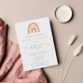 ボホレインボーウォーターカラーガールファースト誕生日 招待状