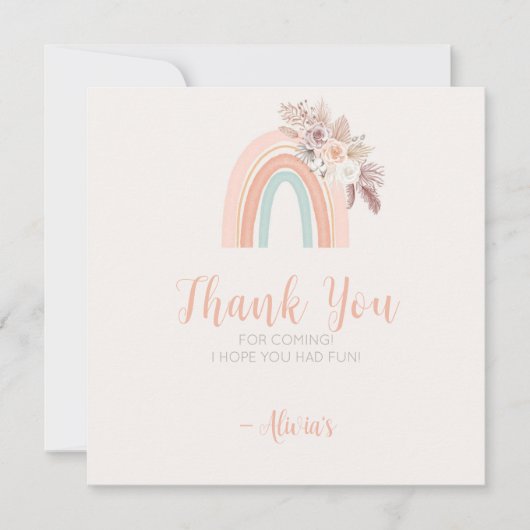 ボホレインボーウォーターカラーファースト誕生日サンキューユナイテッド サンキューカード (正面)