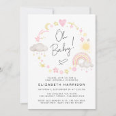 ボホレインボーウォーターカラーベビーガールスプリンクル 招待状 (正面)