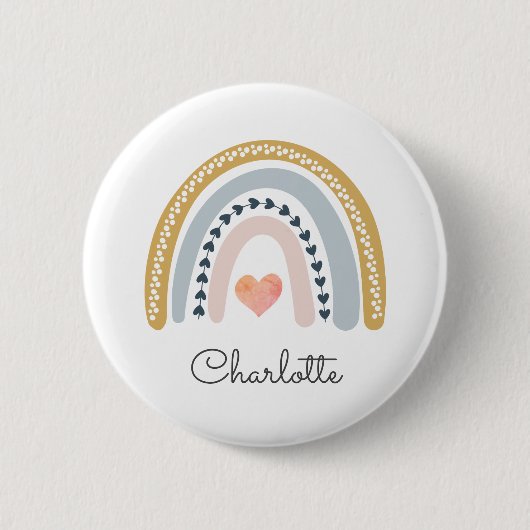 ボホレインボーウォーターカラー子供部屋 缶バッジ (正面)