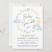 ボホレインボーウォーターカラー男の赤ちゃん散布機 招待状 (正面)