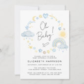 ボホレインボーウォーターカラー男の赤ちゃん散布機 招待状 (正面)