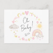 ボホレインボーウォーター色ベビーガールシャワー インビテーションポストカード (正面)