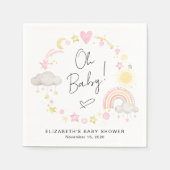 ボホレインボーウォーター色ベビーガールシャワー スタンダードカクテルナプキン (正面)