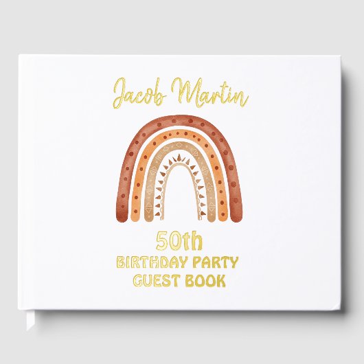ボホレインボーカスタムー誕生日パーティーフォイルゲストブック ゲストブック (正面)