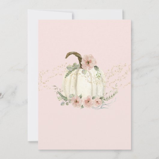 ボホレインボーカボチャピンクフローラ金ゴールドスパークルガール 招待状 (裏面)