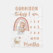 ボホレインボーカワイイベビーフォトベビーカーパーソナライズされた フリースブランケット (正面)