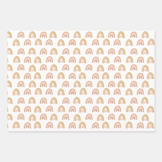 ボホレインボーガールバースデーパーティーの好意 ラッピングペーパーシート (正面3)