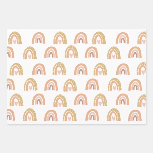 ボホレインボーガールバースデーパーティーの好意 ラッピングペーパーシート (正面)