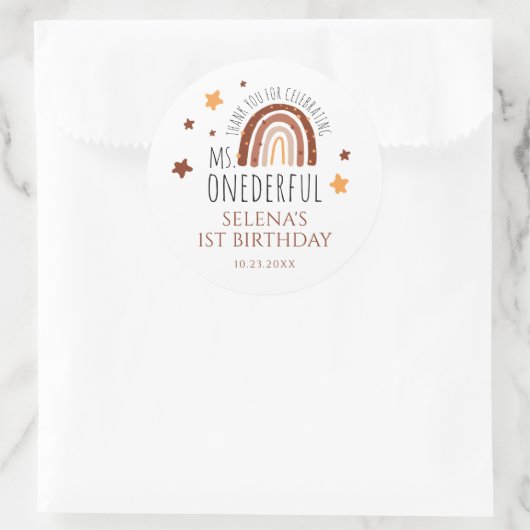 ボホレインボーガールファースト誕生日 ラウンドシール (バッグ)