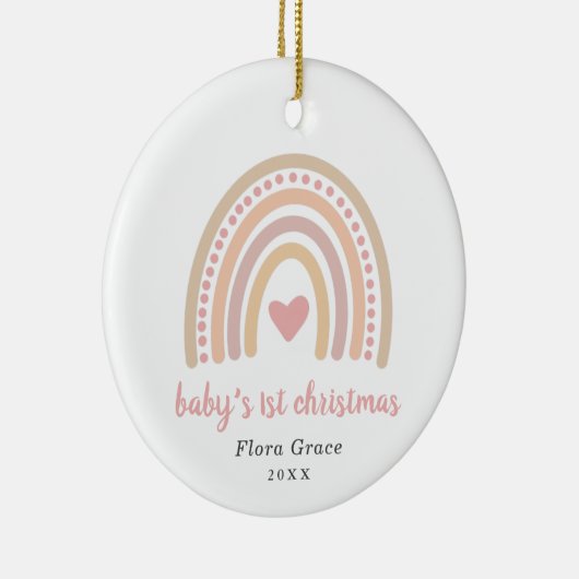 ボホレインボーガールフォトベビー初めてのクリスマス セラミックオーナメント (右)