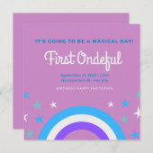 ボホレインボーガールラブリーファーストワンダーフル誕生日 招待状 (正面/裏面)