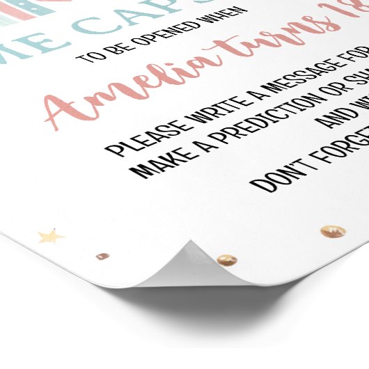 ボホレインボーガール誕生日タイムカプセルサイン ポスター (角)