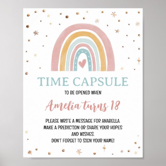ボホレインボーガール誕生日タイムカプセルサイン ポスター (正面)