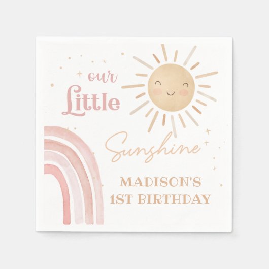ボホレインボーサンシャインバースデーパーティナプキンス スタンダードカクテルナプキン (正面)