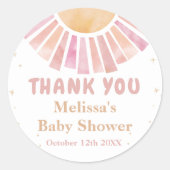 ボホレインボーサンシャインピンク誕生日ステッカー ラウンドシール (正面)