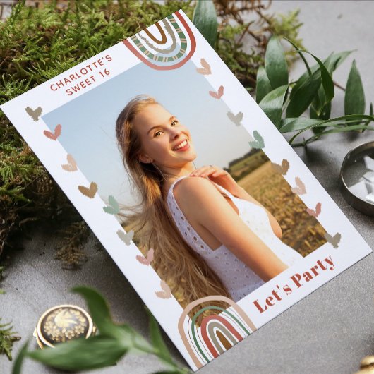 ボホレインボースウィート16モダンバースデーパーティー 招待状