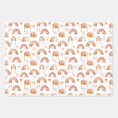 ボホレインボースターズテラコッタブラウンベビーシャワー ラッピングペーパーシート (正面2)