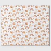 ボホレインボースターズテラコッタブラウンベビーシャワー ラッピングペーパー (フラット)