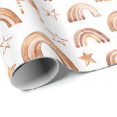 ボホレインボースターズテラコッタブラウンベビーシャワー ラッピングペーパー (ロールコーナー)