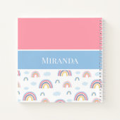 ボホレインボーズピンクブルーザメーンズネームタイポグラフィ ノートブック (裏面)