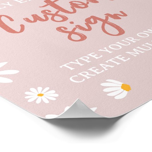 ボホレインボーデイジー誕生日パーティーテーブルサイン ポスター (角)