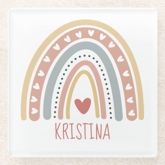 ボホレインボーデザイン  ガラスコースター (正面)