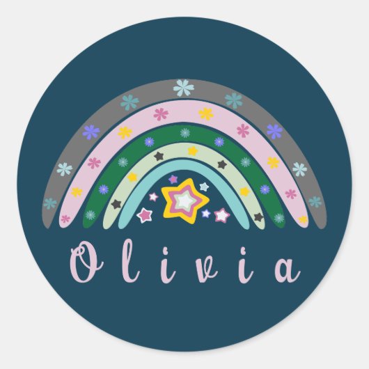 ボホレインボートレンディーパーソナライズされた名 ラウンドシール (正面)