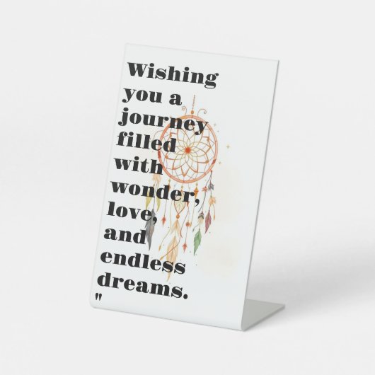 ボホレインボードリームキャッチャー | 水お洒落色G 台座サイン (正面)