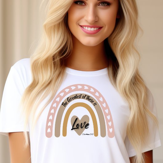 ボホレインボーハートラブバイブル聖句 Tシャツ