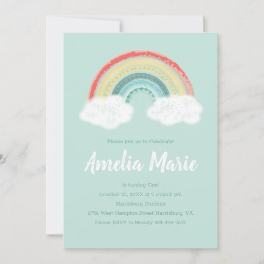 ボホレインボーバースデーパーティーキッズ 招待状 (正面)