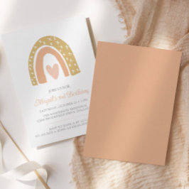 ボホレインボーパステルピンクハート誕生日パーティー 招待状