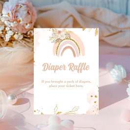 ボホレインボーパンパスグラスベビーシャワーおむつラッフル 台座サイン