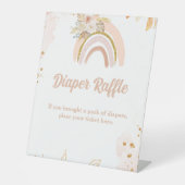 ボホレインボーパンパスグラスベビーシャワーおむつラッフル 台座サイン (正面)