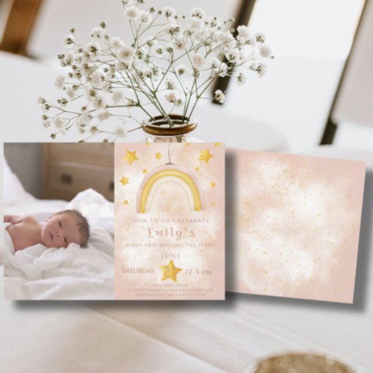 ボホレインボーピンキー魔法ダスト金ゴールド星パーティー 招待状