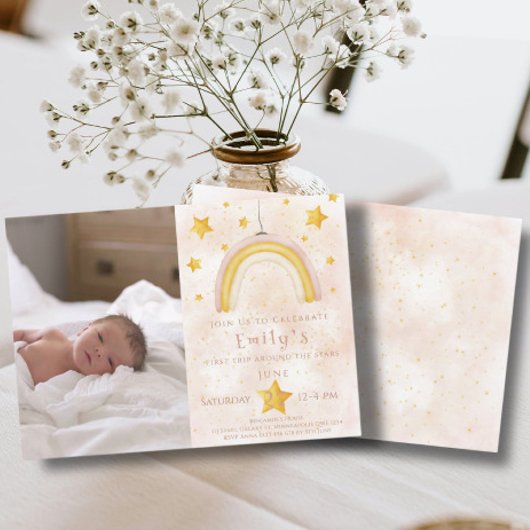 ボホレインボーピンキー魔法ダスト金ゴールド星パーティー 招待状