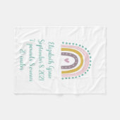 ボホレインボーピンクティール（緑がかった色）金ゴールドハート誕生統計Bab フリースブランケット (正面(横))