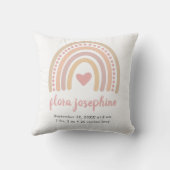 ボホレインボーピンクハートかわいい誕生統計ガールベビー クッション (裏面)