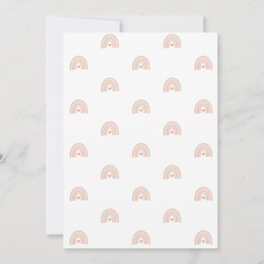 ボホレインボーピンクハートガールキュートファースト誕生日 招待状 (裏面)