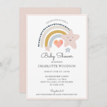 ボホレインボーピンクハートガールベビーシャワー