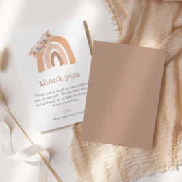 ボホレインボーピンクパンパスグラスベビーシャワー サンキューカード