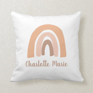ボホレインボーピンクパーソナライズされたベビーガール枕 クッション