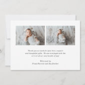 ボホレインボーブルーハートかわいい男の赤ちゃんフォト誕生 案内状 (裏面)