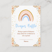 ボホレインボーブルーベビーシャワーおむつラッフル エンクロージャーカード (正面)