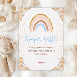 ボホレインボーブルーベビーシャワーおむつラッフル エンクロージャーカード