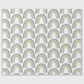 ボホレインボーブルーホワイトベビーシャワーラッピング紙 ラッピングペーパー (フラット)