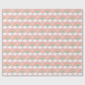 ボホレインボーベイビーシャワーピンク ラッピングペーパー (フラット)