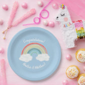 ボホレインボーベイビーシャワーブルーボーイ ペーパープレート (パーティー)