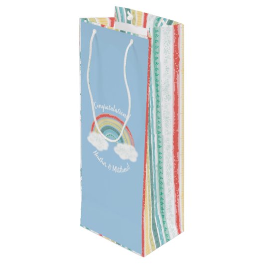 ボホレインボーベビーシャワーブルーボーイ ワインギフトバッグ (裏面アングル)