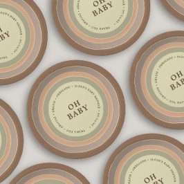 ボホレインボーベビーシャワー自然男女兼用 ペーパープレート